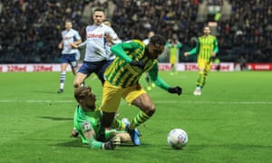 Kyle Edwards wins the late penalty that gave West Brom victory at Preston.