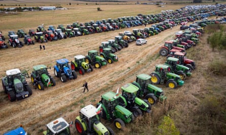 Farmers protesting against the lifting of a ban on Ukrainian grain imports near Sofia, Bulgaria, 19 September 2023