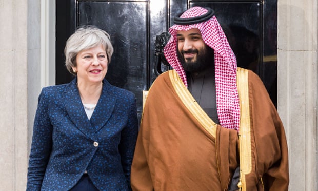 Mohammad bin Salman with Theresa May in March 2018.