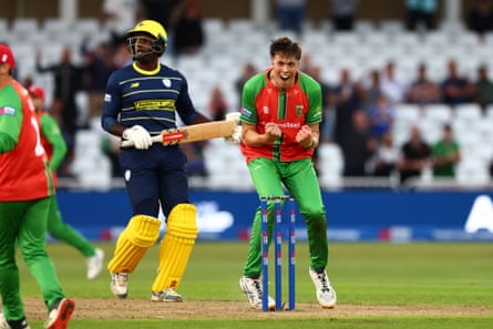 Josh Hull celebrates victory in the One-Day Cup final