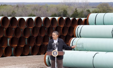 Barack Obama speaks at the TransCanada pipe yard