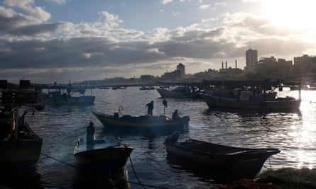 Sunrise at the port of Gaza