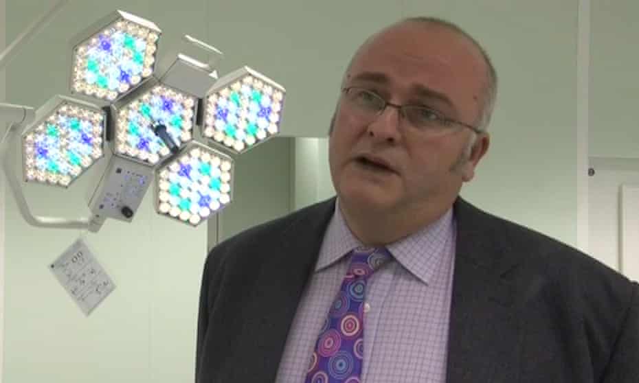 A video image of consultant surgeon Simon Bramhall, who was fined £10,000 for assaulting two patients.