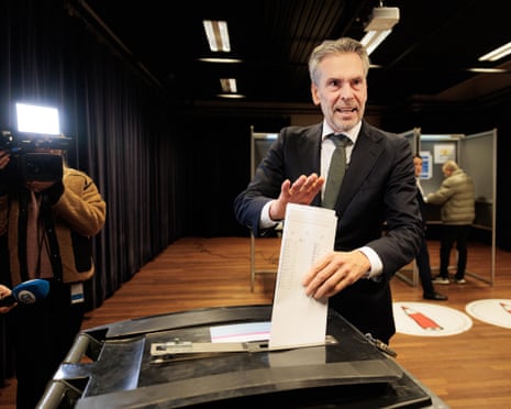 Caretaker prime minister Dick Schoof casts his vote for the House of Representatives elections at the De Vaillant theater in The Hague, the Netherlands.