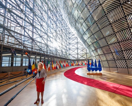 EU High Representative and vice-president for Foreign Affairs and Security Policy, Kaja Kallas, speaks with journalists at a Foreign Affairs Council at the EU Council in Brussels, Belgium.