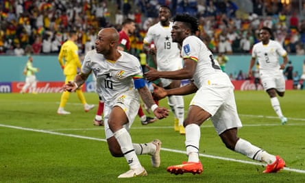 André Ayew after scoring against Portugal.