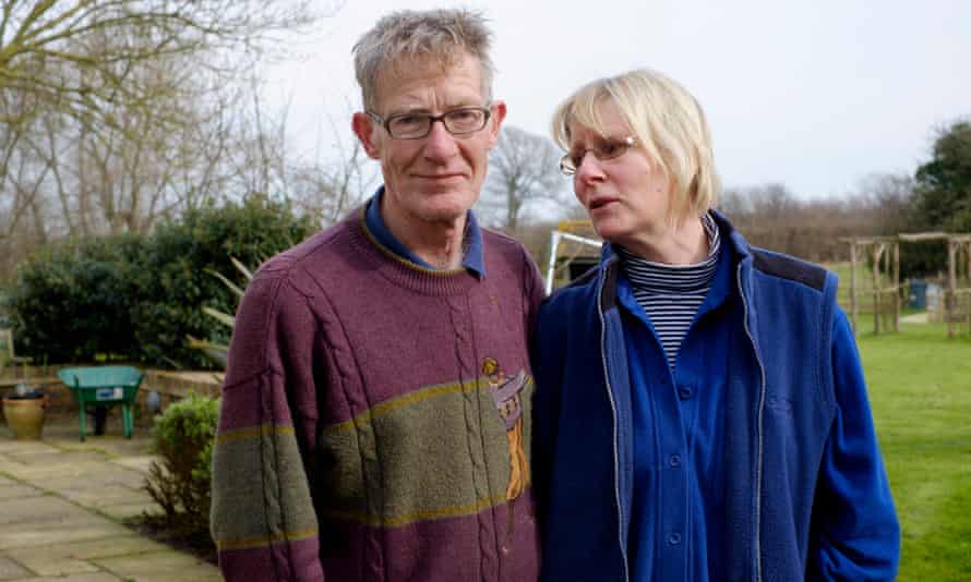 Retired dentist Andrew Cracknell, 64, (left) and his wife Judi Cracknell, who live close to the proposed site of a tall transmitter tower, in Richborough, Kent