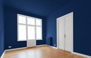 The room was painted in a dark blue shade.
