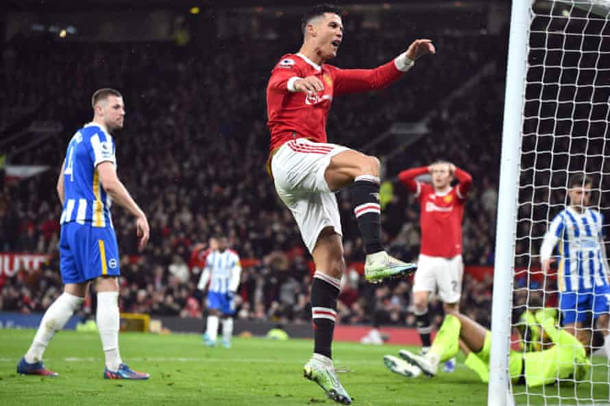 Cristiano Ronaldo reacts after missing a chance against Brighton