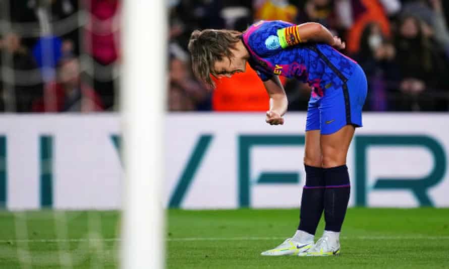 Alexia Putellas of Barcelona Women celebrates after scoring their team's fourth goal.