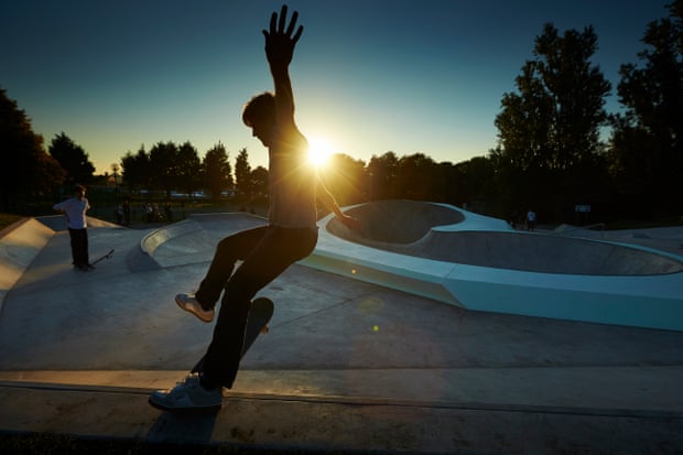 Wheels on fire ... skaters get to grips with their new park.