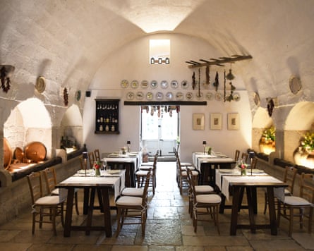 Interior of Masseria Barbera farm restaurant, Alta Murgia national park, Puglia, Italy.