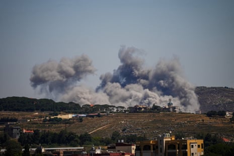 Smoke billows from southern Lebanon, following Israeli strikes, as seen from Nabatieh, Lebanon, June 4, 2026.