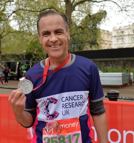 Mark Carney finishing the London Marathon in 2015.