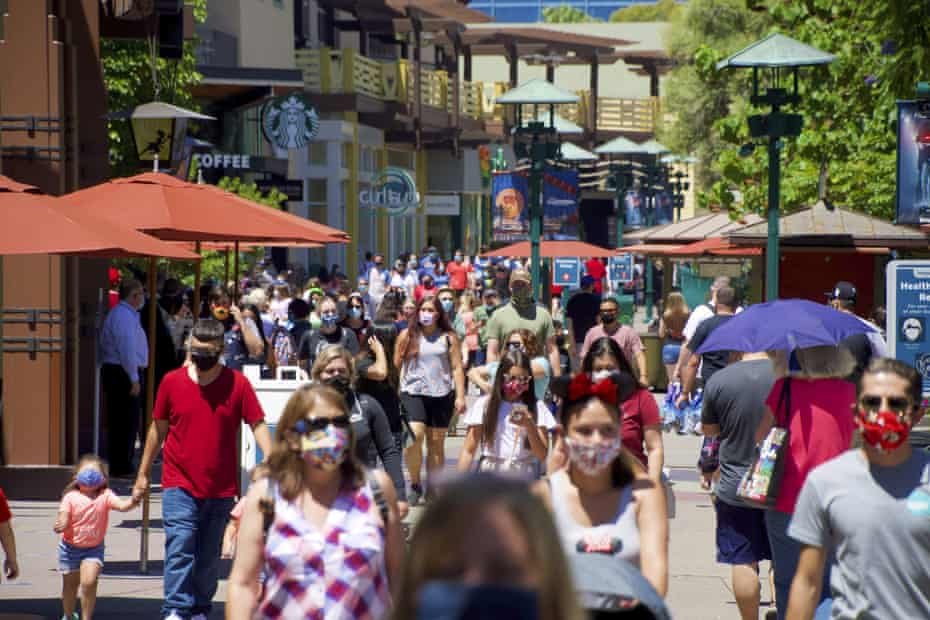 Guests at the Disneyland Resort visit Downtown Disney in Anaheim, California.