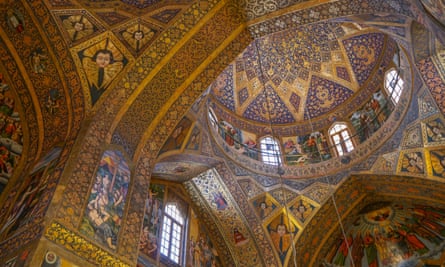 Interior of dome of Vank (Armenian) Cathedral, Isfahan, Iran.