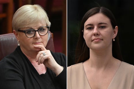 This composite image shows a woman on the left with blond hair and glasses and a woman on the right with dark hair.