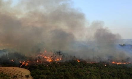 Wildfire burns in Latakia countryside, Syria on 25 July 2023.