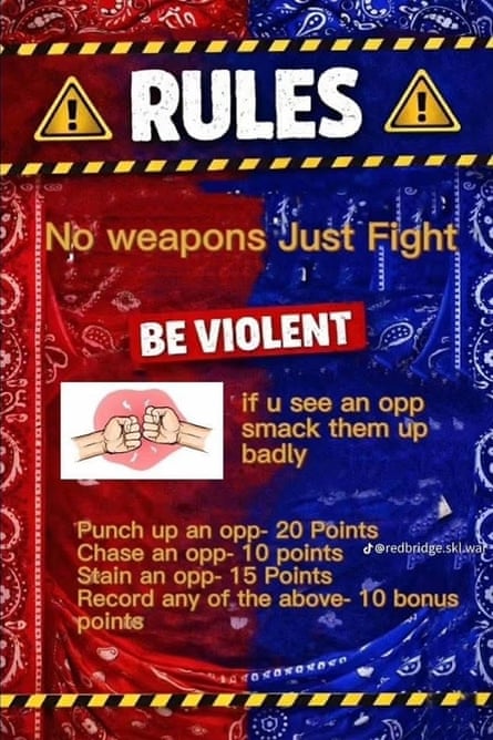 Image of a poster promoted on social media with a list of ‘rules’ for the fight