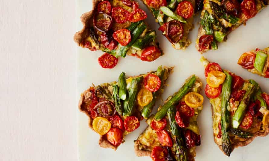Anna Jones’s roasted tomato, leek and asparagus tart