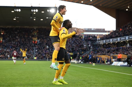 Mateus Mané celebrates after scoring in Wolves’ 3-0 win against West Ham