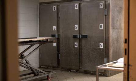 Mortuary cabinets at the morgue of the Alexandroupolis hospital