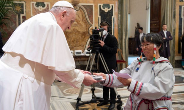 Pope Francis meeting Indigenous Canadian