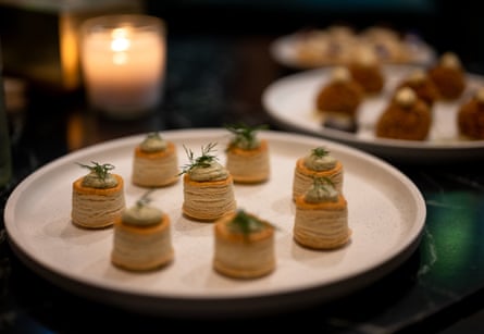 Plates of fancy canapés