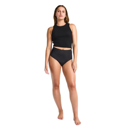 A model wears Modibodi Seamfree Full Briefs in black.