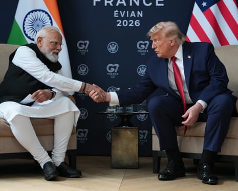 Donald Trump meets with Narendra Modi on the sidelines of the G7 summit.