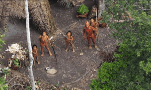 An uncontacted tribe in the Brazilian rainforest.