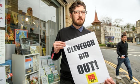 Daniel Adams of Stationery House with Clevedon Bid Out poster