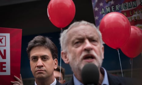 Labour leader Jeremy Corbyn and his predecessor Ed Miliband take part in an EU referendum rally in Doncaster on 27 May