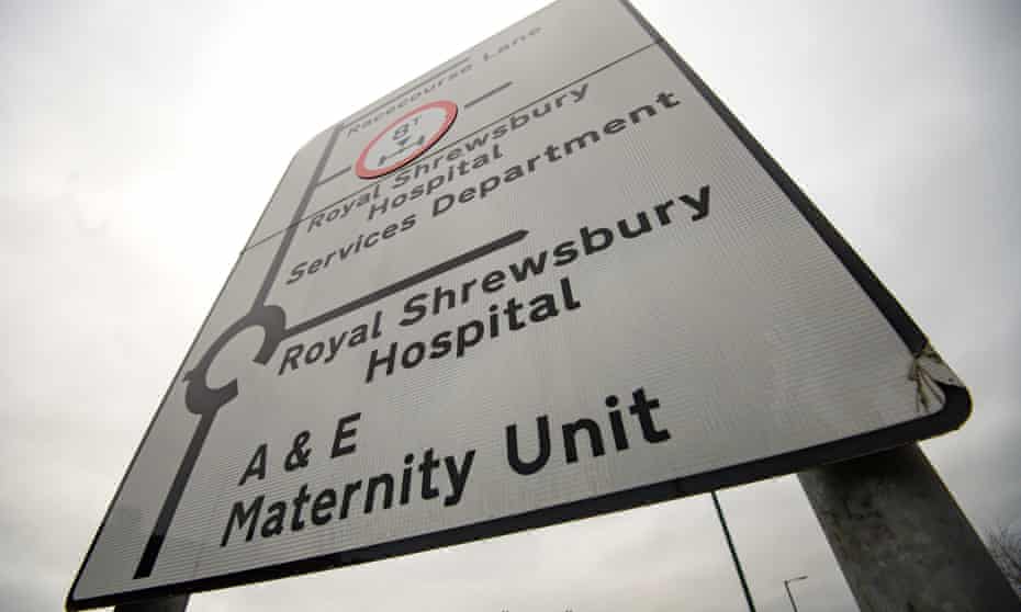 Outside the Royal Shrewsbury Hospital, Shropshire.