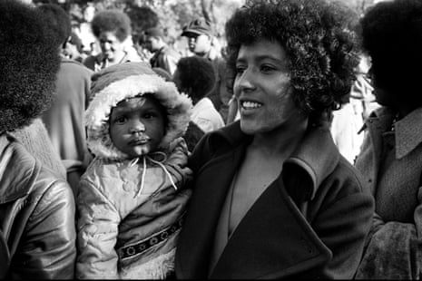 Elaine Brown and her daughter at a Free Bobby rally in Defermery Park.