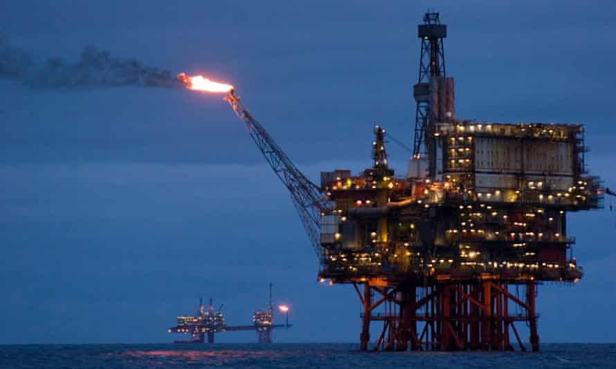 A gas production platform in the North Sea, Scotland.