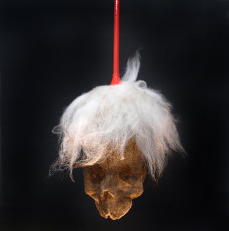 Paul Hazelton’s Fright Wig, made from a duster and glued household dust.