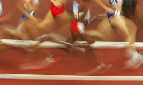 General shot of athletes running