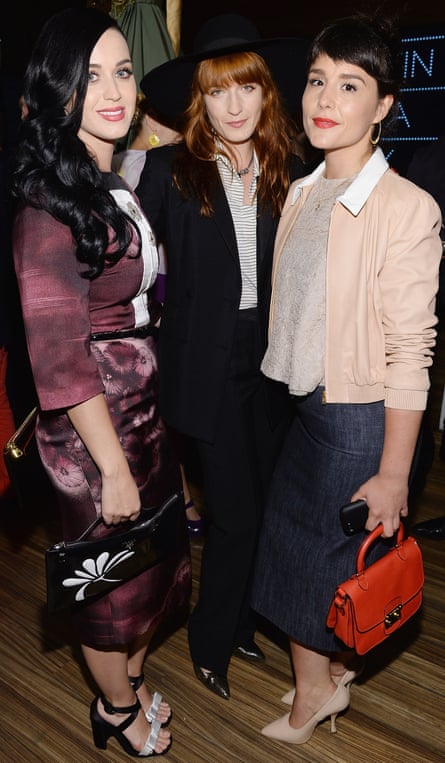 (L-R) Katy Perry (wearing Prada), Florence Welch (wearing Prada) and Jessie Ware (wearing Miu Miu) attend Catherine Martin And Miuccia Prada Dress Gatsby Opening Cocktail on April 30, 2013 in New York City