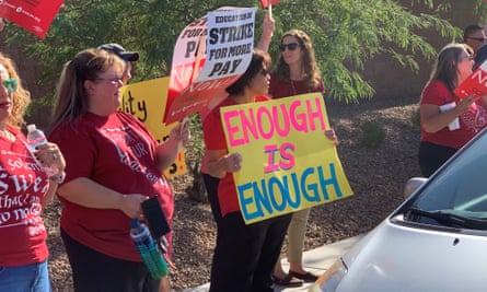 Educators in Clark county, Nevada, hold a protest for more pay.