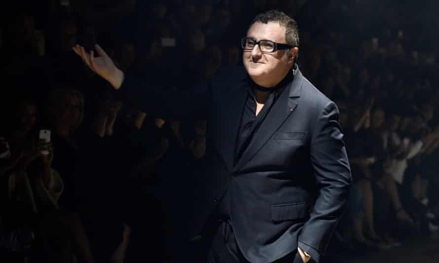 Alber Elbaz is seen after the Lanvin show at Paris fashion week on 25 September 2014
