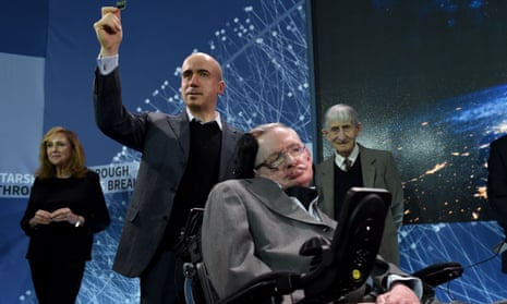 Yuri Milner, left, and Stephen Hawking.