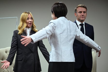 Italian PM Giorgia Meloni greets Sanae Takaichi at the G20 in Johannesburg