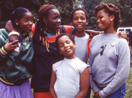 Rita Marley and her children (Cedella on the right) in Central Park, New York, 1982.