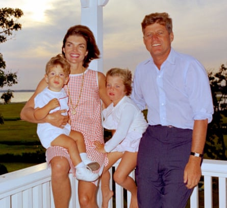 John and Jackie Kennedy pose with Caroline and John Jr in Hyannis Port, August 1962
