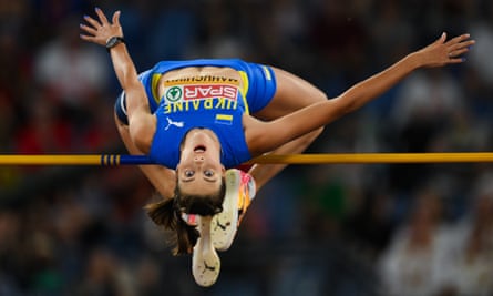 Yaroslava Mahuchikh competing in the high jump