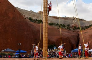 Traditional dancers prepare to perform at Red Rock Park, New Mexico
