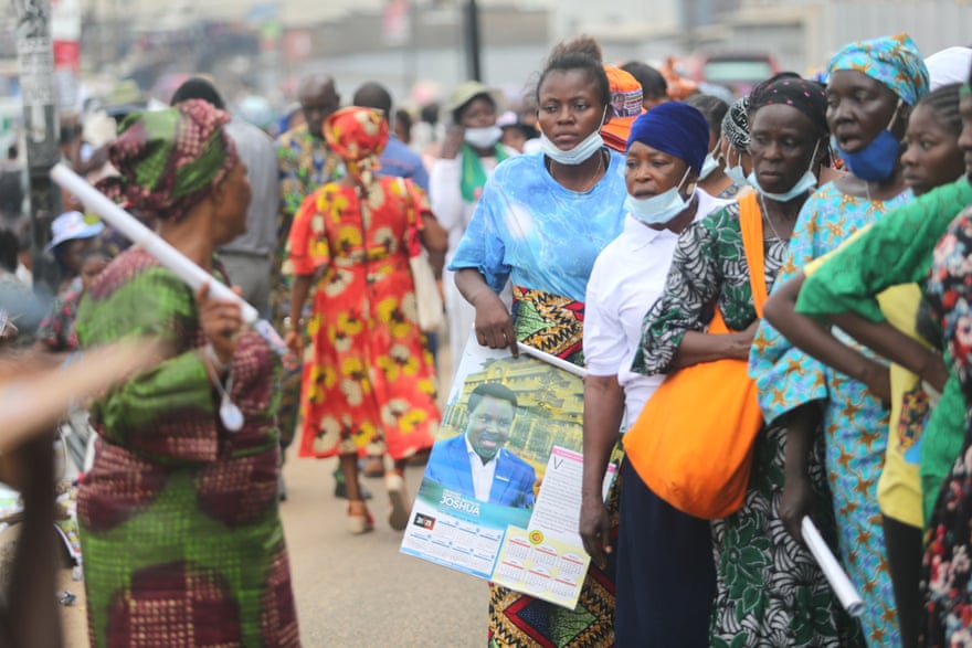 Mourners queue to pay their last respects to TB Joshua in Lagos, Nigeria, in July 2021