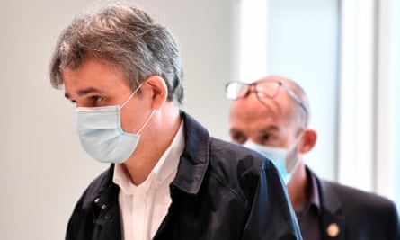 Charlie Hebdo’s publication director, cartoonist and writer Laurent Sourisseau, arrives at the Paris courthouse in September 2020