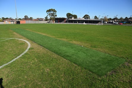 The cricket pitch at Lalor recreation reserve in Melbourne, where Australian rules footballer Nathan Fitzgerald suffered a critical head injury